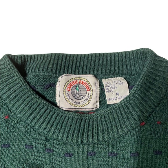 Cape‎ Isle Mens Pullover Knit Crew Neck Sweater Sz Medium Multicolor Green - Picture 3 of 5